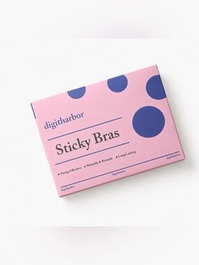 digitharbor Sticky Bras - Pink with Blue Dots